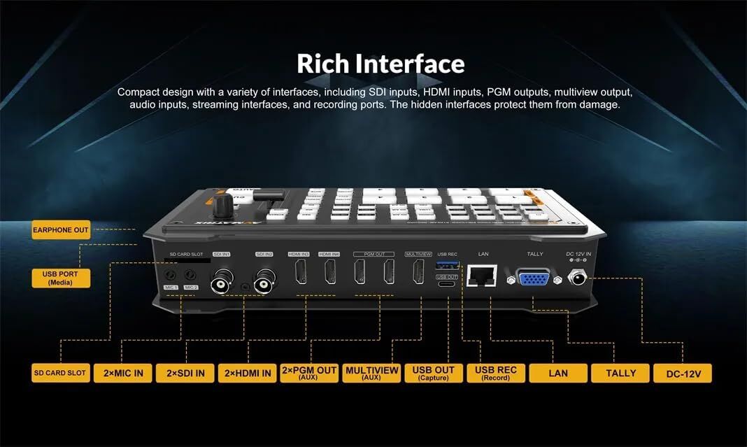 Avmatrix SHARK S4 4-Kanal HDMI/SDI Multi-Format Canlı Yayın Mikseri