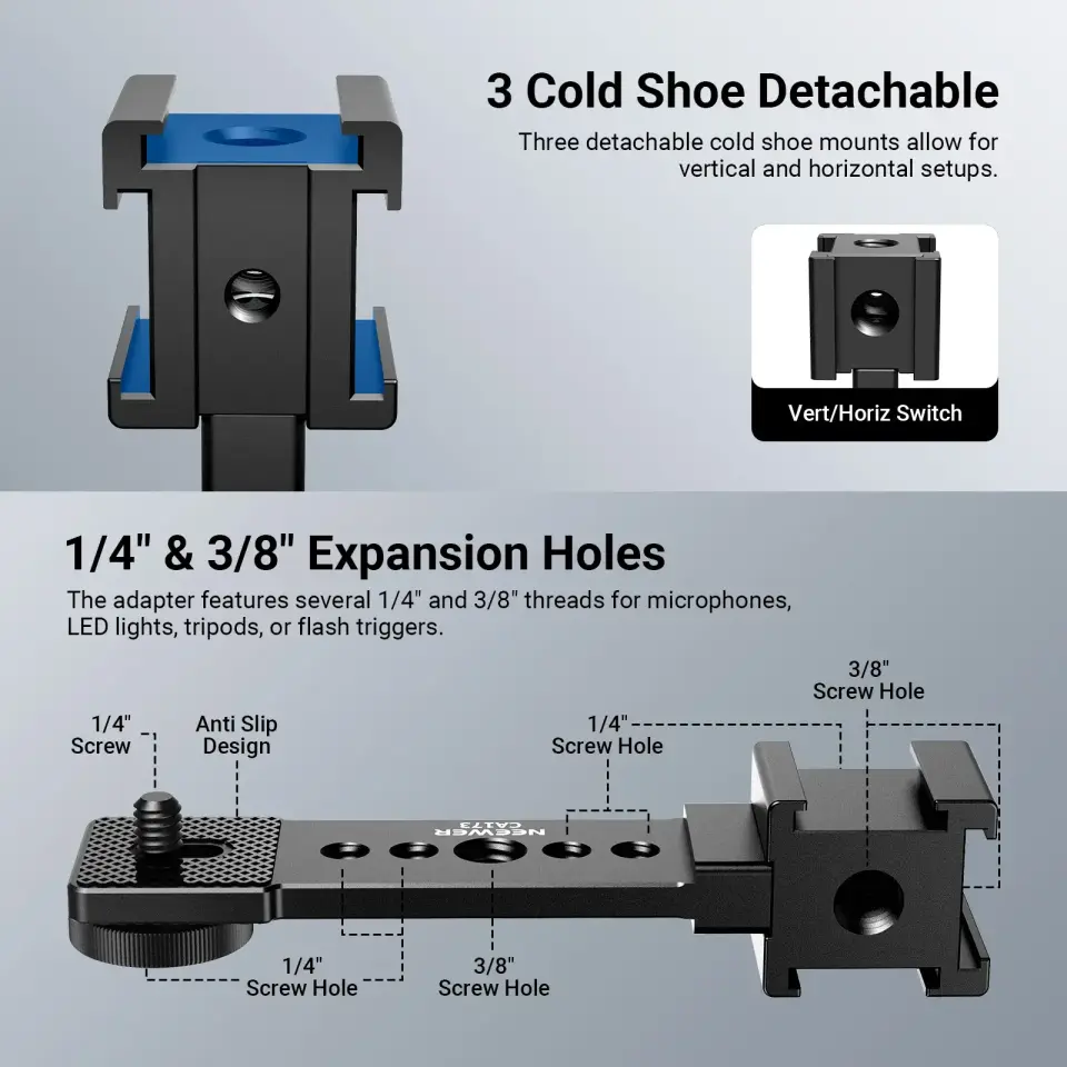 NEEWER CA173 Üçlü Cold Shoe Montaj Plakası