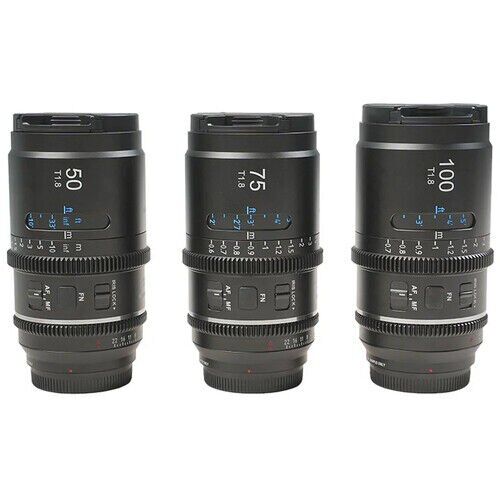 Sirui Astra Series AF T1.8 1.33x Full Frame Blue Flares Anamorphic Sony E Mount 3'lü Lens Kit