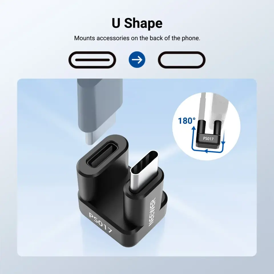 Neewer PS017 180° U-Tipi USB-C Adaptör (40Gbps & 240W & 8K)