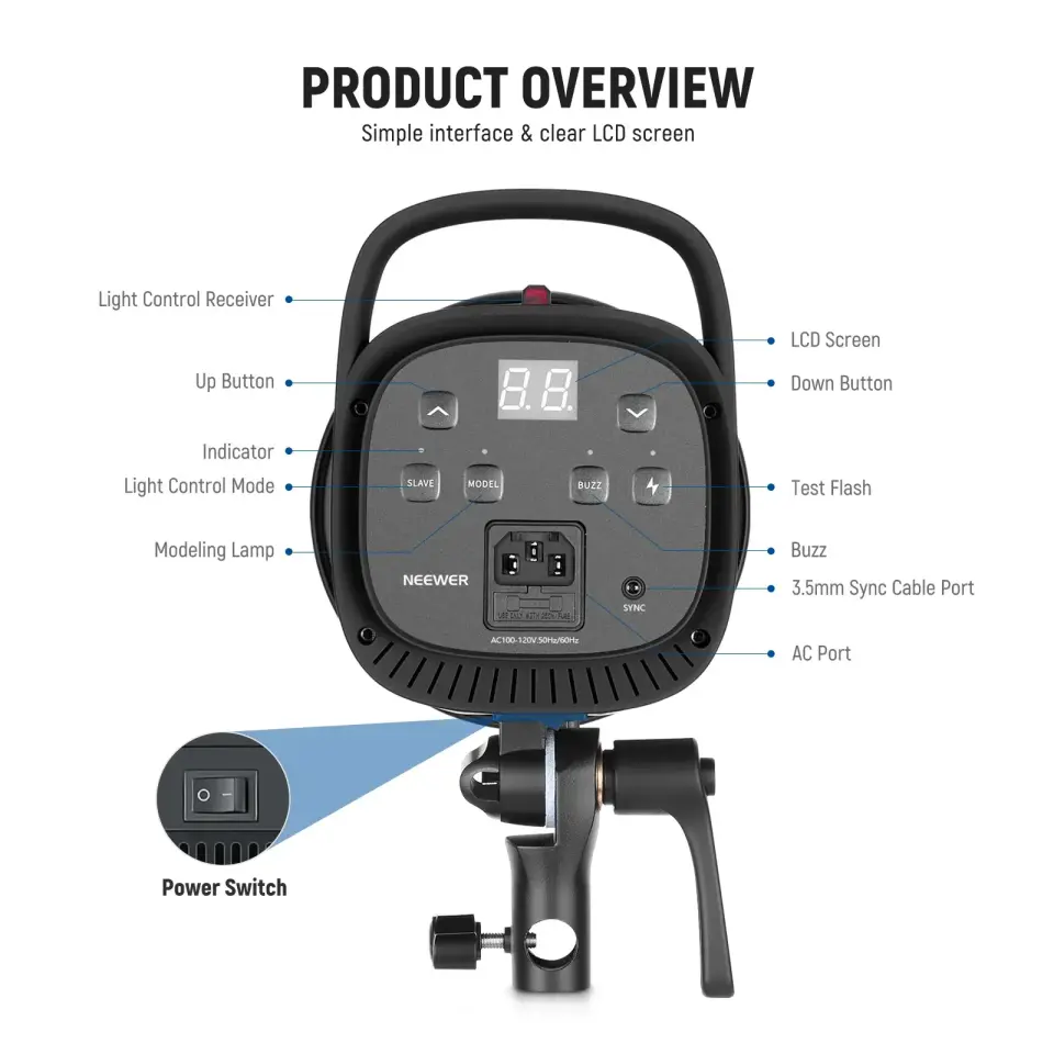 Neewer S101-400W 2'li Stüdyo Flaş Seti