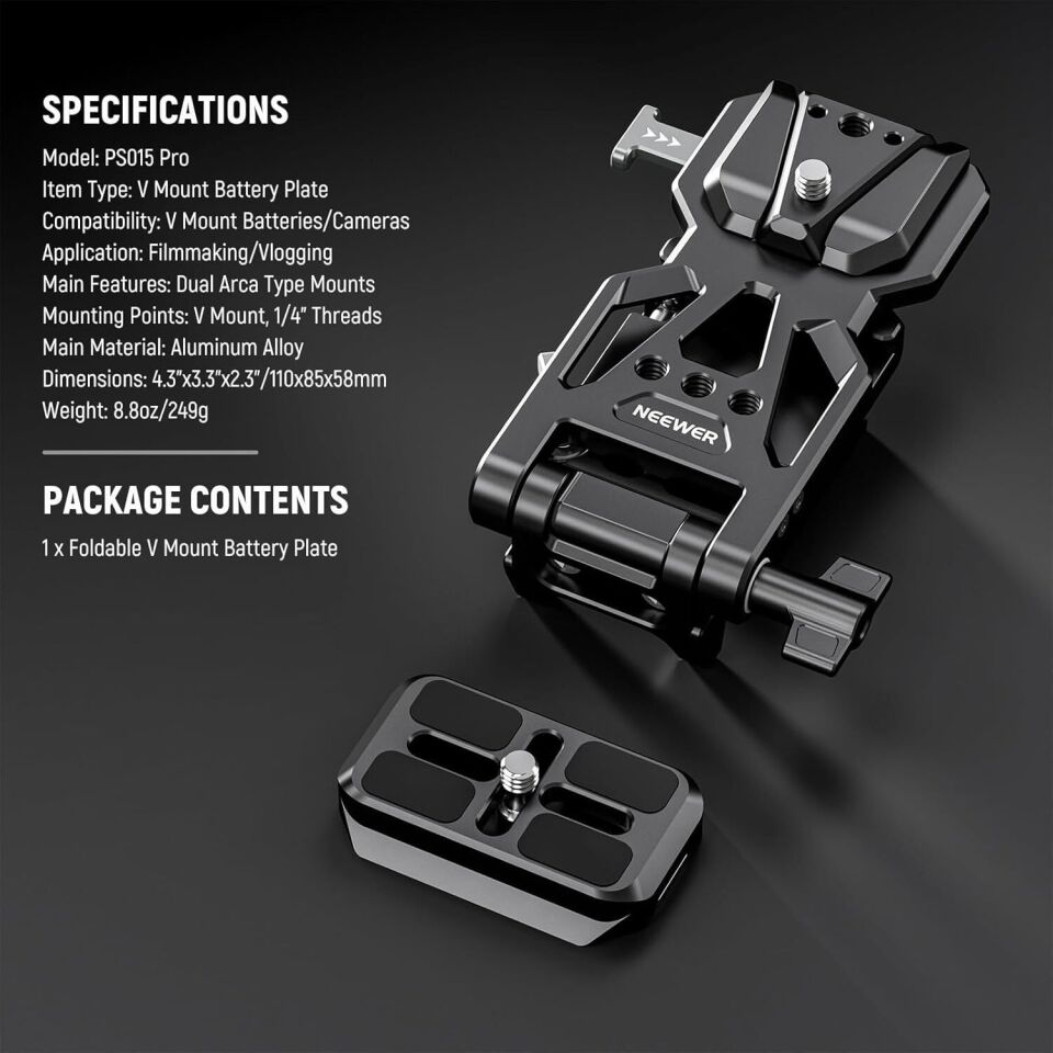 NEEWER PS015 Pro Katlanabilir V-Mount Batarya Plakası