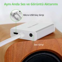 Ugreen HDMI to VGA ve AUX Dönüştürücü Adaptör (Siyah)
