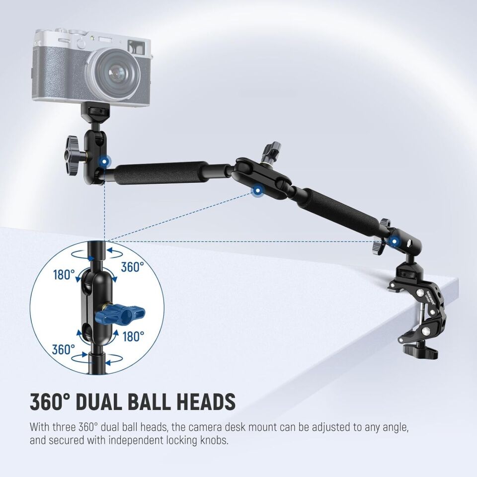 NEEWER UA057 22'' (55 cm) Mafsallı Magic Arm Süper Kelepçe ve Telefon Tutucu Kiti