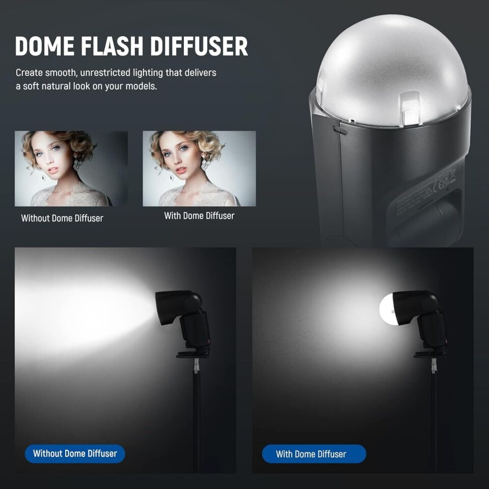 NEEWER M12 Manyetik Dome Difüzör (Z2PRO, Z2 ve Z1 Yuvarlak Kafa Flaşlar için)