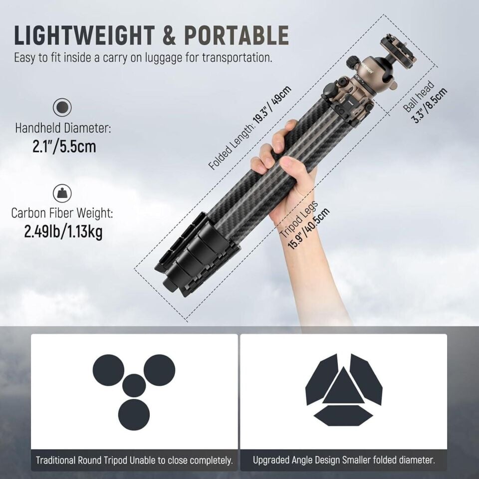 Neewer LITETRIP LT35 Karbon Fiber Tripod (49-155cm) 1,13kg