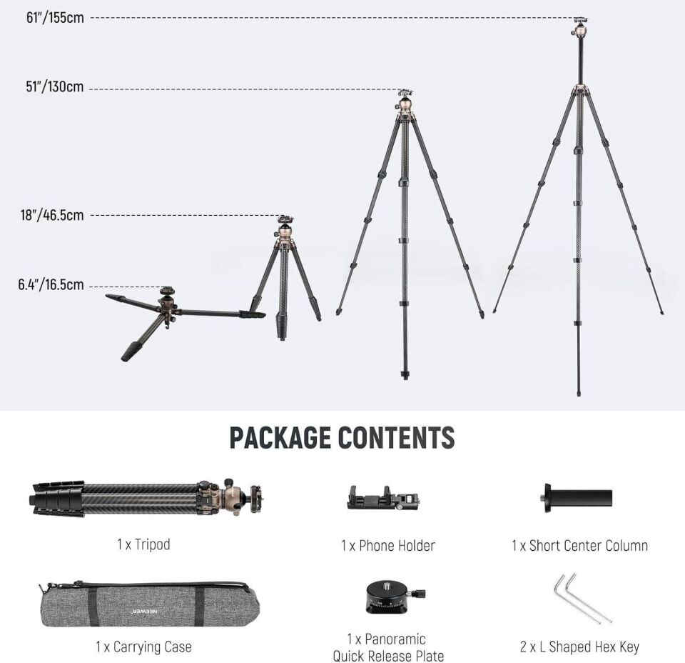 Neewer LITETRIP LT35 Karbon Fiber Tripod (49-155cm) 1,13kg