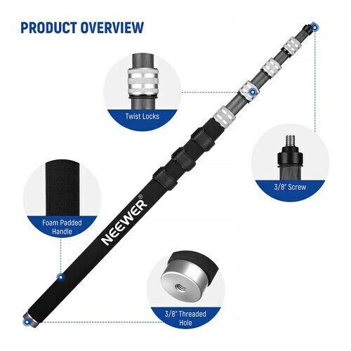 Neewer MS300C Mikrofon için Karbon Boom Kolu 300cm Gri
