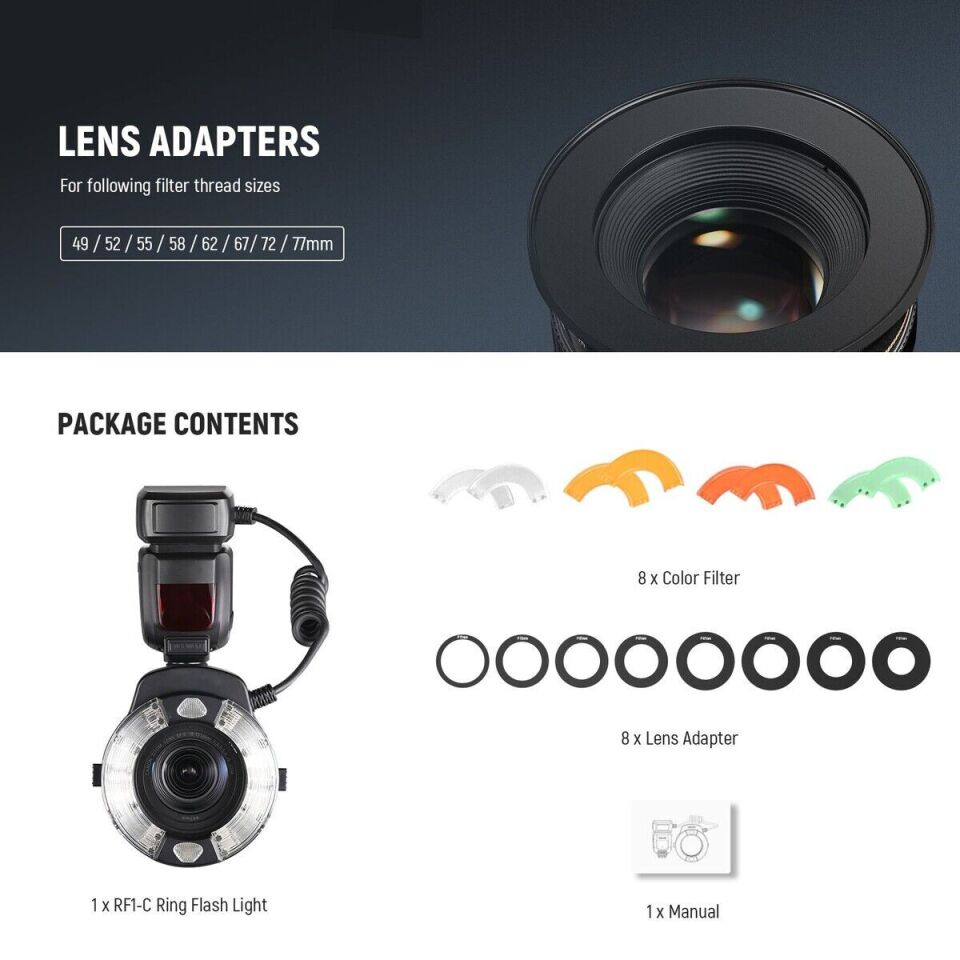 Neewer RF1-C 76W Makro Ring Flaş