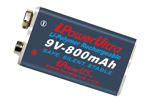 iPowerUS 9V 800 mAh Li-Polimer Şarj Edilebilir Pil